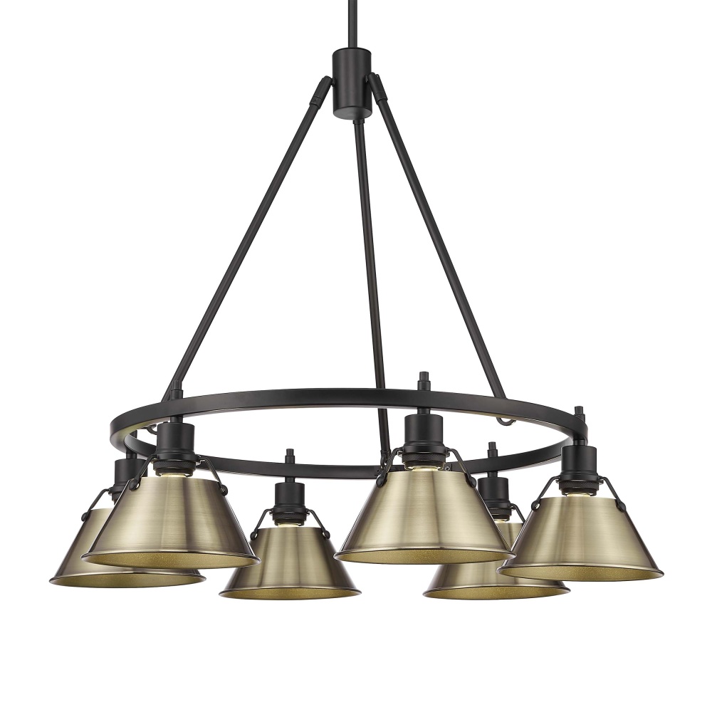 Yep by Golden Lighting Orwell 6-light Chandelier in Matte Black and Aged Brass shade